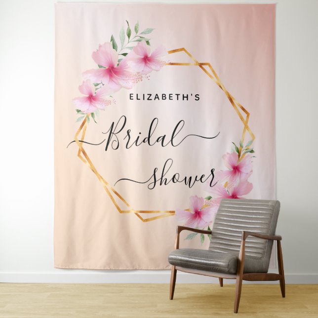 Tenture Mariage rose gold rose poudrée florales (En situation)