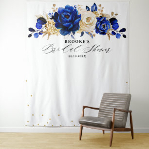 Tenture Mariage Royal Bleu Or Fête de Fiançailles