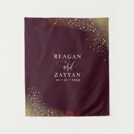 Tenture Mariage Starry Night Deep Crimson fond