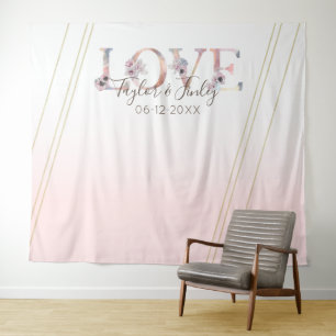 Tenture Mariage Toile de fond selfie rose blush LOVE moder