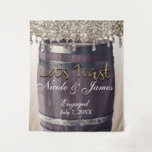 Tenture Mariage tonneau goutte de paillettes or Champagne 