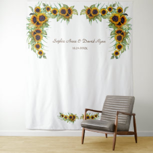 Tenture Mariage Tournesols Romantiques Bois Photobooth