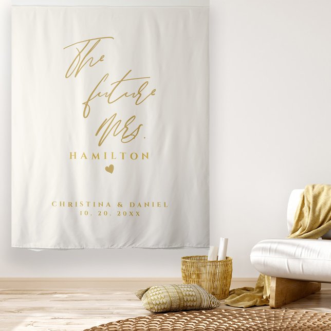 Tenture Mariage Typographie Moderne Écriture Dorée (Créateur téléchargé)