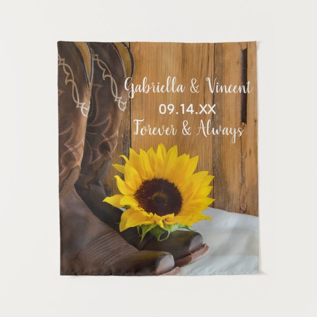 Tenture Mariage Western Tournesol de Campagne Souvenir (Devant)