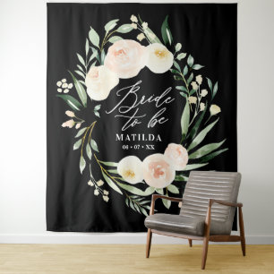 Tenture Mariée à venir avec floral aquarelle vert et pêche