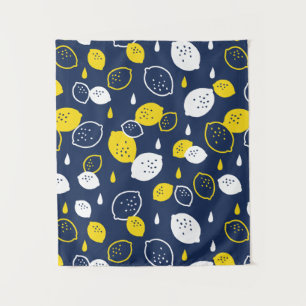 Tenture Marine Blue Lemon Art - Refresh Citrus Design