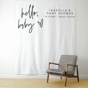 Tenture MARLO Bold Contemporary Hello Baby shower Tapestry