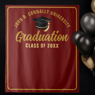 Tenture Maroon Gold Custom Graduation Party Photo Booth