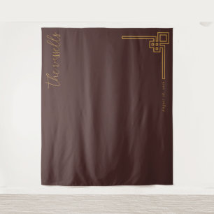 Tenture Marron Élégant Minimaliste Géométrique et Cursif