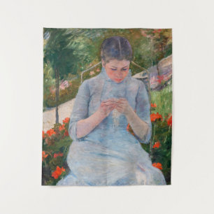 Tenture Mary Cassatt - Jeune fille cousant dans un jardin