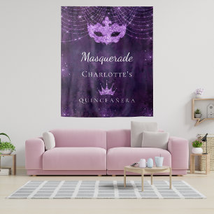 Tenture Mascarade paillettes violettes Quinceanera anniver