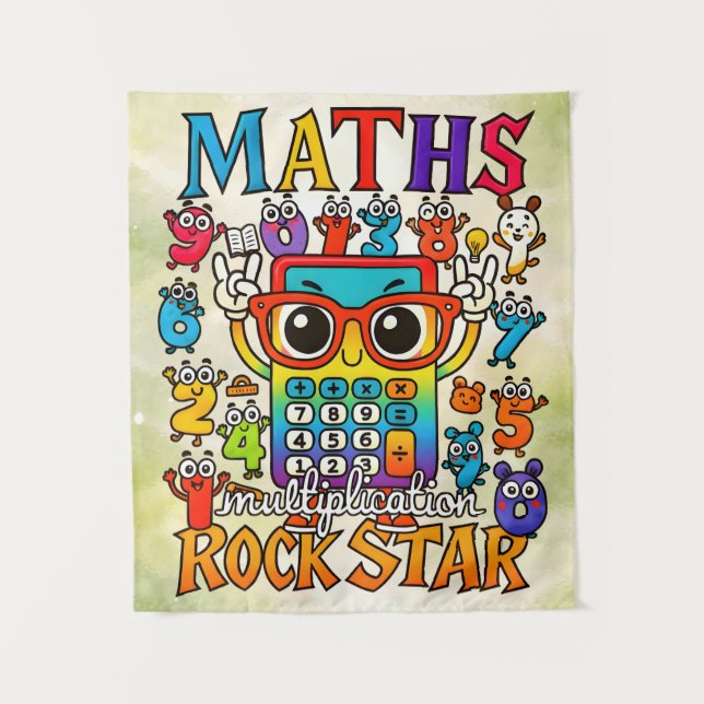 Tenture Maths Multiplication Rockstar Cute Poster for Kids (Devant)