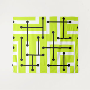 Tenture Maze d'art géométrique rétro Chartreuse