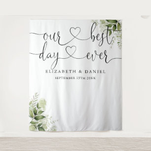 Tenture Meilleur Jour Décor de Feuillage de Mariage avec É