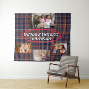 Tenture Meilleure grand-mère Toile de fond à carreaux roug
