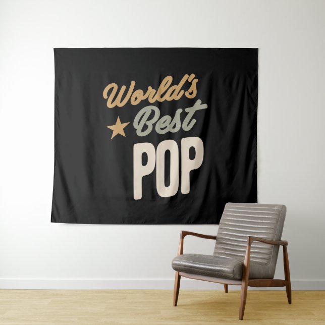 Tenture Meilleure pop du monde - Cadeaux père et grand-pèr (En situation (horizontale))