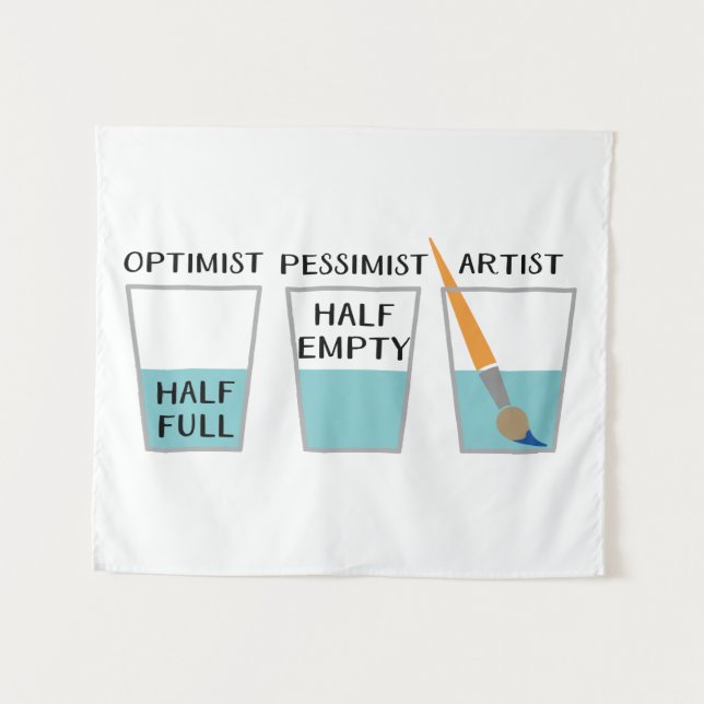Tenture Meme drôle à moitié plein en verre (Devant (Horizontal))
