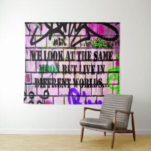 Tenture Même Lune Mondes Différents Graffiti colorés
