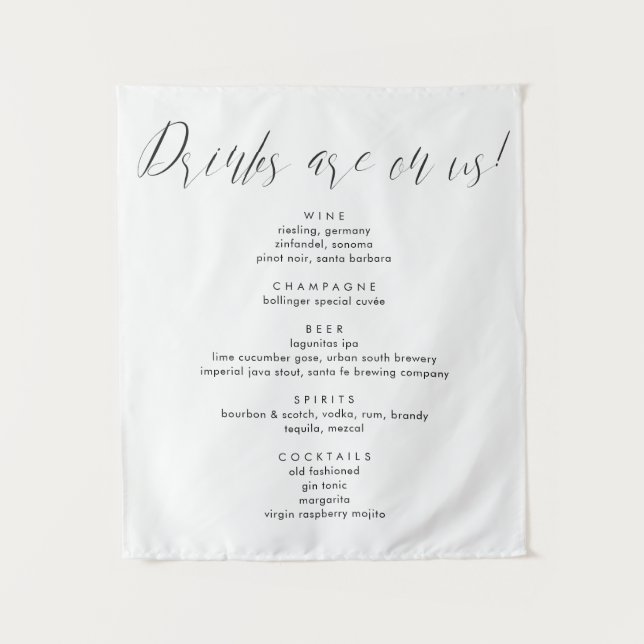 Tenture Menu des boissons de calligraphie moderne offertes (Devant)