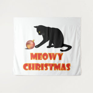Tenture Meowy Christmas Funny Chat