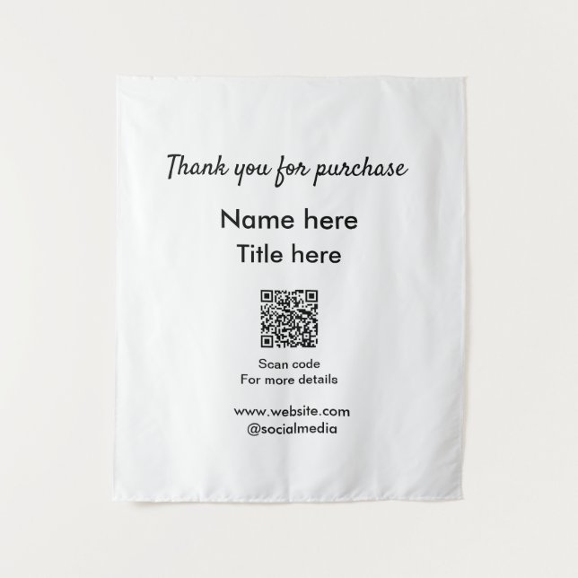Tenture Merci pour le nom d'achat ici scan QR (Devant)