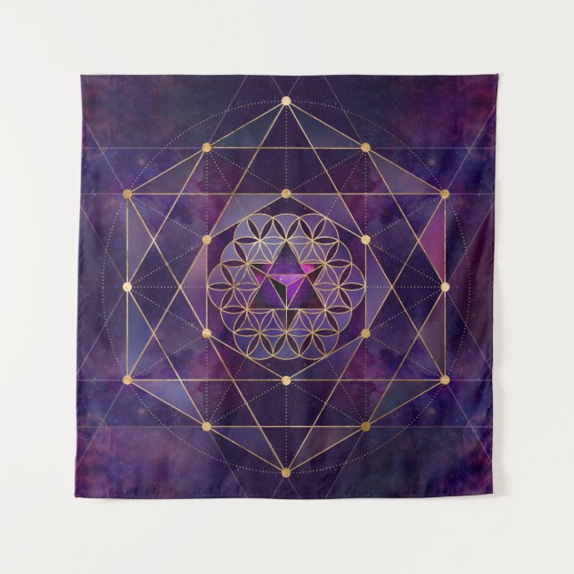 Tenture Merkabah en fleur de vie - Géométrie sacrée (Devant)