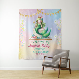 Tenture Mermaid Magique 8E Fête Anniversaire Fille