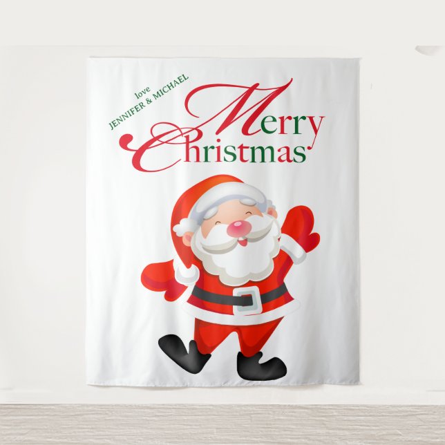 Tenture Merry Christmas Love Funny Santa Backdrop (Devant)