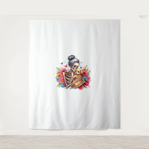 Tenture Messy Bun Skeleton mignon Amoureux de les chiens c