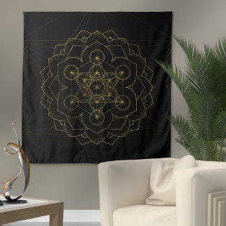 Tenture Métatron's Cube in lotus Sacred Geometry