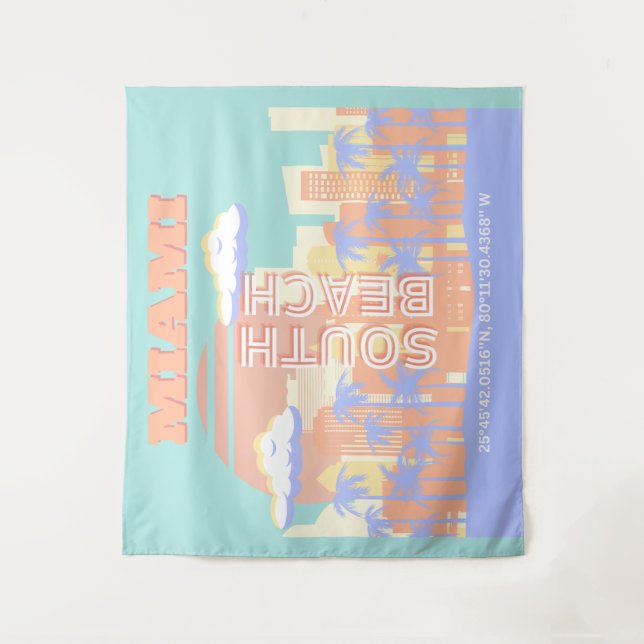 Tenture Miami Beach, Miami Travel Art, Preppy Room, Pastel (Devant)
