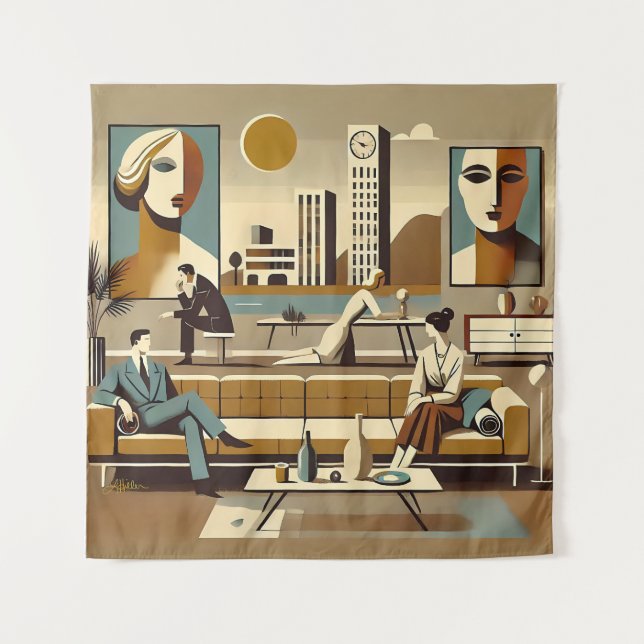 Tenture Mid Century Interior Design Art Lounge (Devant)