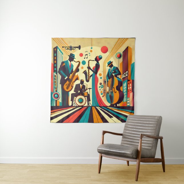 Tenture Mid Century Jazz Age Quartet (En situation)