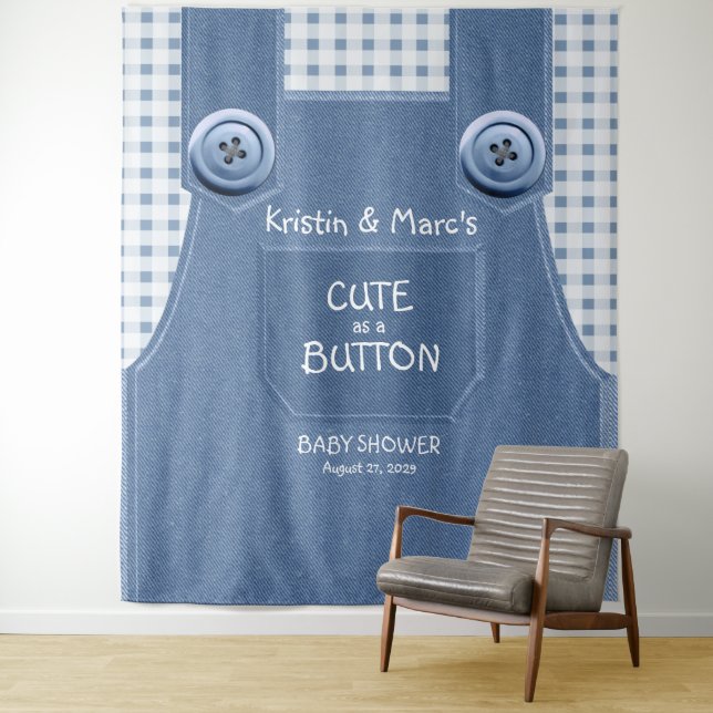 Tenture Mignon comme un bouton Bleu Denim Baby Shower (En situation)