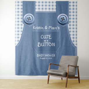 Tenture Mignon comme un bouton de denim bleu Baby Shower