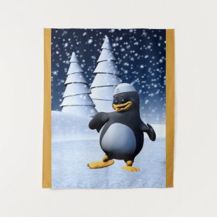 Tenture Mignon pingouin marin d'hiver Art de vacances enne