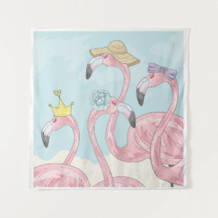 Tenture Mignonne arrière - plan aux flamants roses. Arrièr