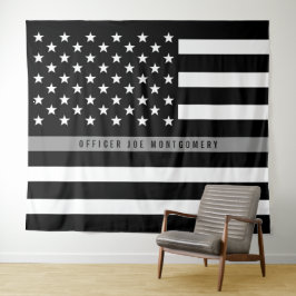 Tenture Mince Gris Line American Flag Monogramme