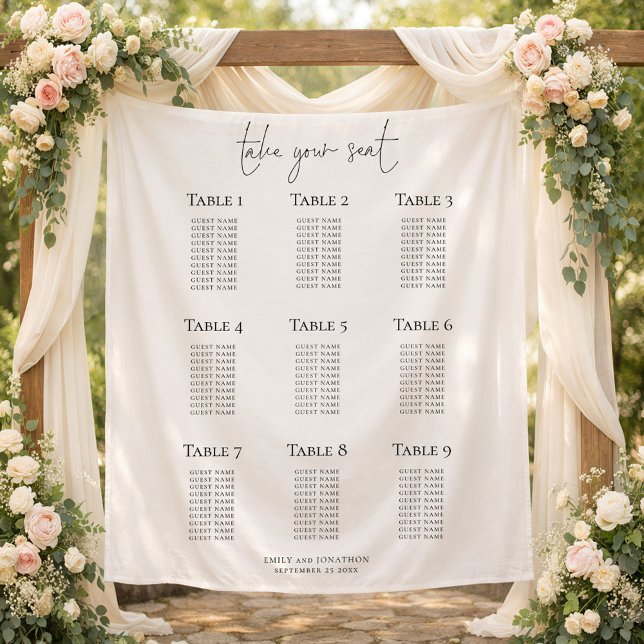 Tenture Minimalist 9 Table Wedding Seating Chart (Créateur téléchargé)