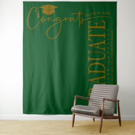 Tenture Minimaliste Félicitations Diplômé Vert Émeraude & 