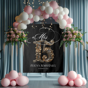 Tenture Mis Quince Quinceanera décor de conception or