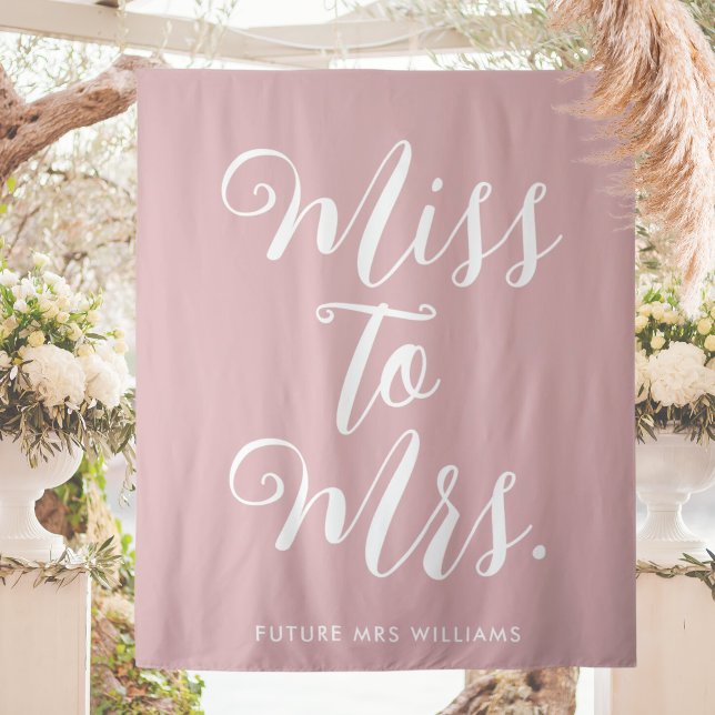 Tenture Miss à Mrs Banner Fête de Mariage Moderne Rose (Modern miss to mrs bridal shower backdrop is the perfect personalised bridal shower banner. )