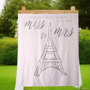 Tenture Miss Mme Rhinestones Eiffel Pink Bridal Backdrop