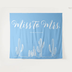 Tenture Miss to Mrs Moderne Boho Cactus Bleu Enterrement d