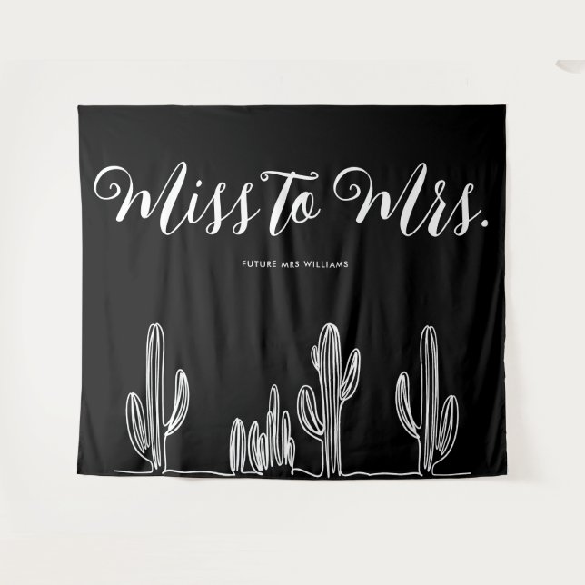 Tenture Miss to Mrs Moderne Boho Cactus Enterrement de Vie (Devant (Horizontal))