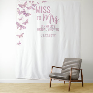 Tenture Mlle à Mme Purple Gold Butterfly Bridal Arrière-pl