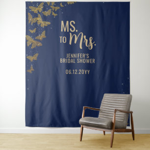 Tenture Mme à Mme Gold Butterfly Marine Bridal Contexte