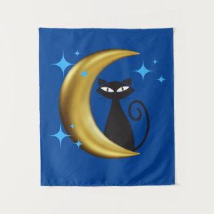 Tenture Mmilieu du siècle moderne MCM Rétro Noir Cat