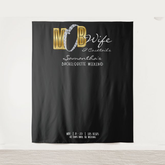 Tenture Mob Wife Martini Black Bachelorette Party Contexte (Devant)