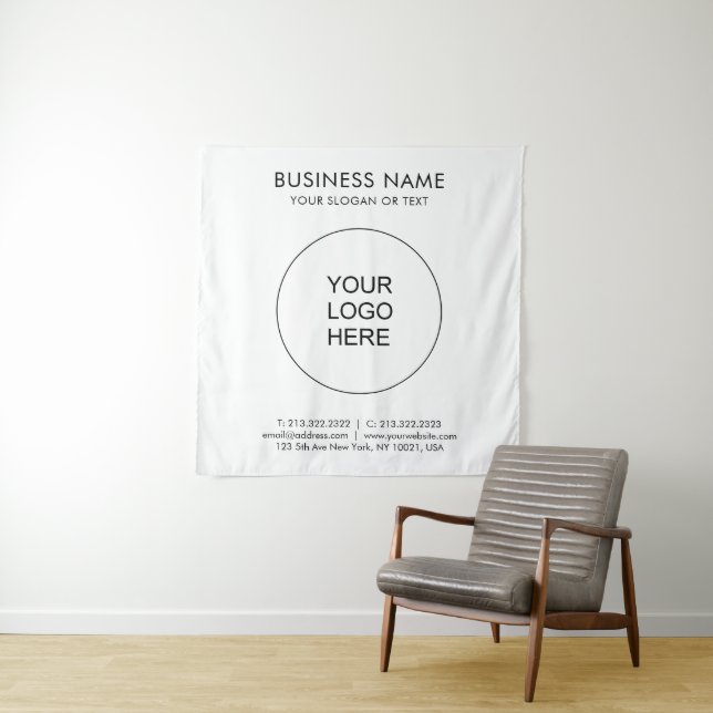 Tenture Modèle de texte de logo d'entreprise personnalisé  (En situation)